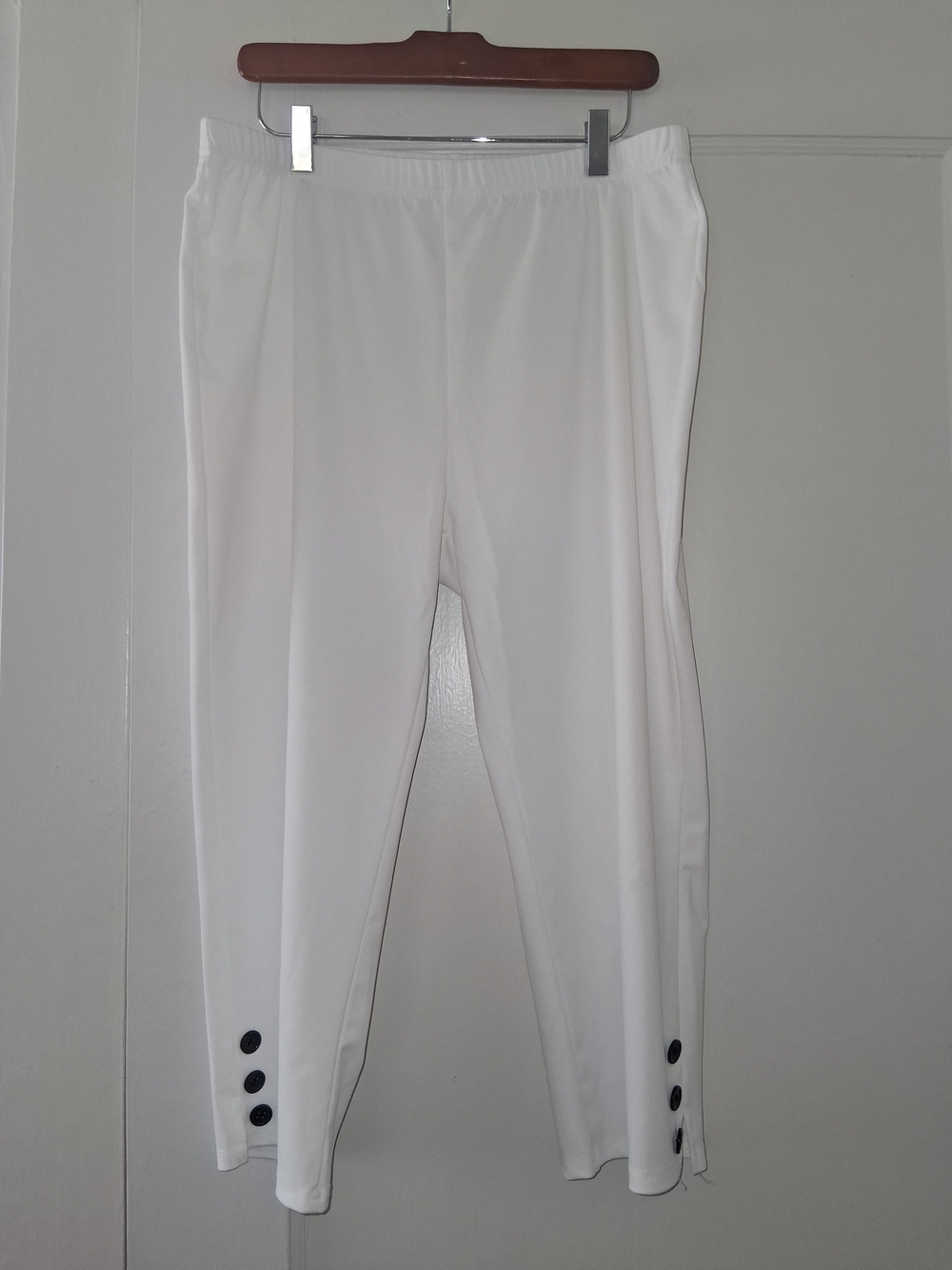 White Button-Cuff Pants